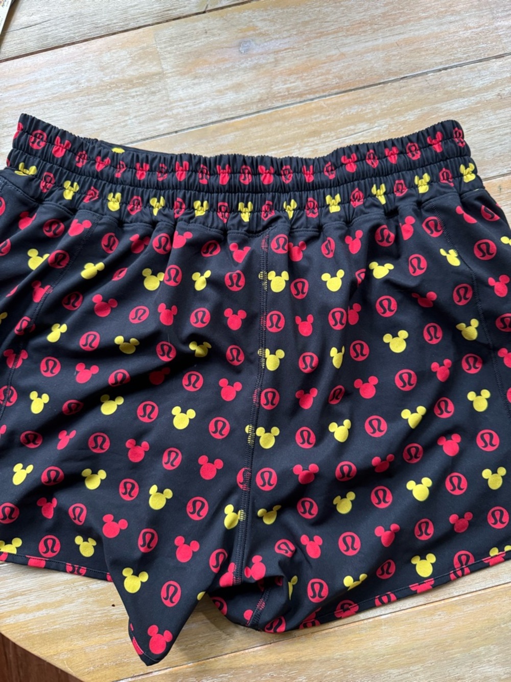 lululemon athletica Black Shorts with Red and Yellow Mickey Print